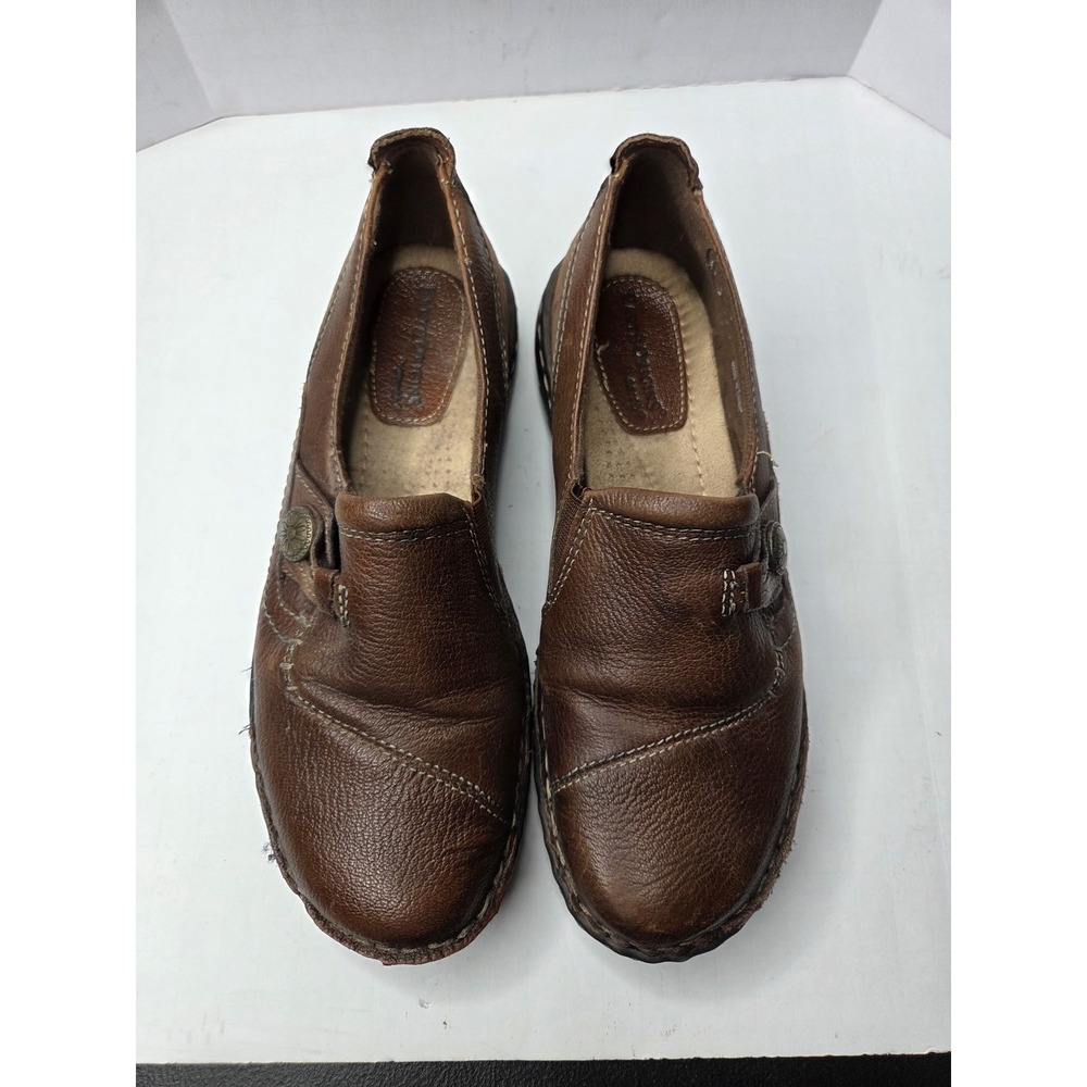 Earth Origins Ellen Brown Leather Slip On Loafers Size 8M 2015F‎ Button Detail - Picture 2 of 6